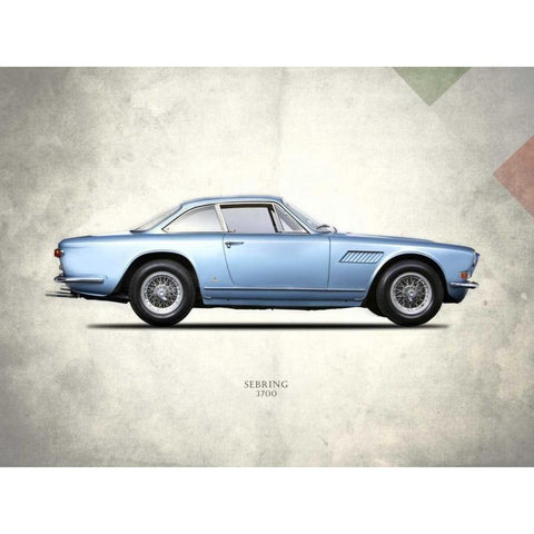 Maserati Sebring 3700 1969 Black Modern Wood Framed Art Print with Double Matting by Rogan, Mark