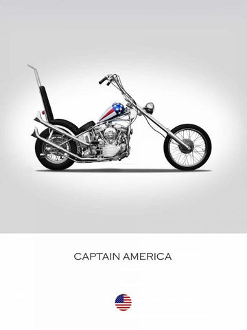 Harley Davidson Captain Americ White Modern Wood Framed Art Print with Double Matting by Rogan, Mark