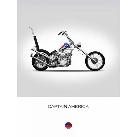 Harley Davidson Captain Americ Black Modern Wood Framed Art Print by Rogan, Mark