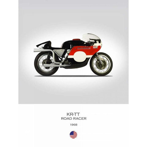 HD KR TT Road Racer 1968 Black Modern Wood Framed Art Print by Rogan, Mark