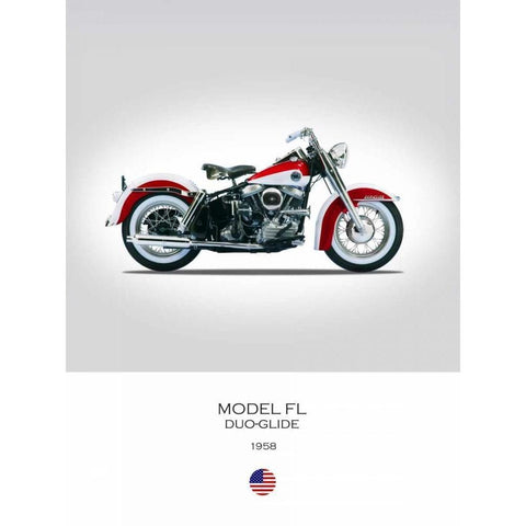 Harley Davidson Model FL Duo G White Modern Wood Framed Art Print by Rogan, Mark