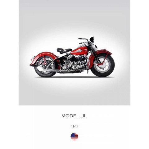 Harley Davidson Model UL 1941 Black Modern Wood Framed Art Print with Double Matting by Rogan, Mark