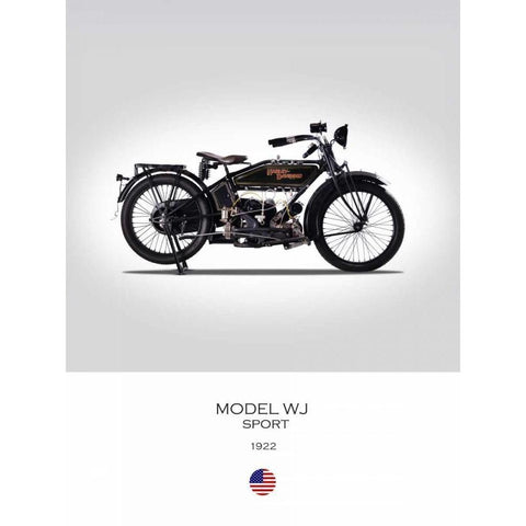 Harley Davidson Model WJ Sport White Modern Wood Framed Art Print by Rogan, Mark