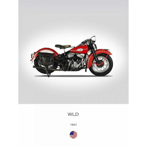 Harley Davidson WLD 1941 White Modern Wood Framed Art Print by Rogan, Mark