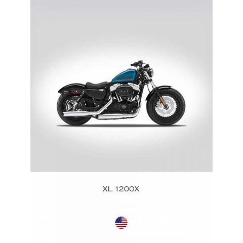 Harley Davidson XL 1200X Forty Black Modern Wood Framed Art Print with Double Matting by Rogan, Mark