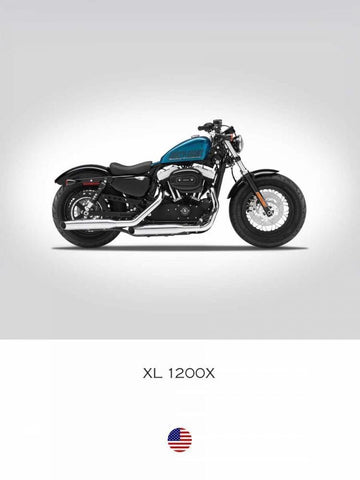 Harley Davidson XL 1200X Forty White Modern Wood Framed Art Print with Double Matting by Rogan, Mark