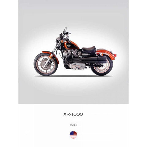 Harley Davidson XR 1000 1984 Black Modern Wood Framed Art Print with Double Matting by Rogan, Mark