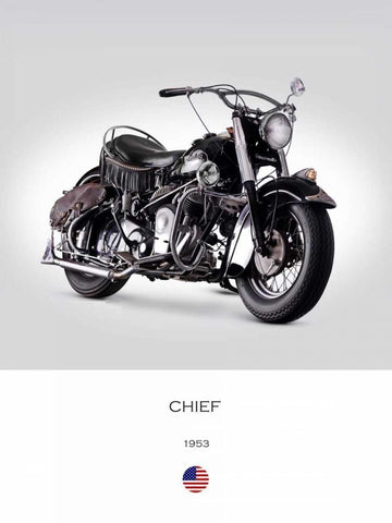 Indian Chief RoadMaster 1953 White Modern Wood Framed Art Print with Double Matting by Rogan, Mark