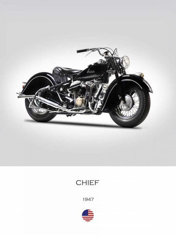 Indian Chief Type 347 1947 White Modern Wood Framed Art Print with Double Matting by Rogan, Mark