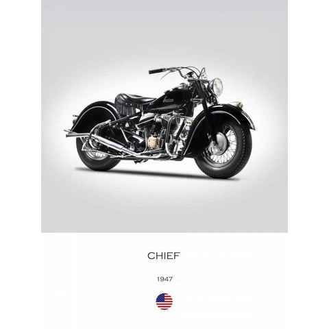 Indian Chief Type 347 1947 Black Modern Wood Framed Art Print with Double Matting by Rogan, Mark