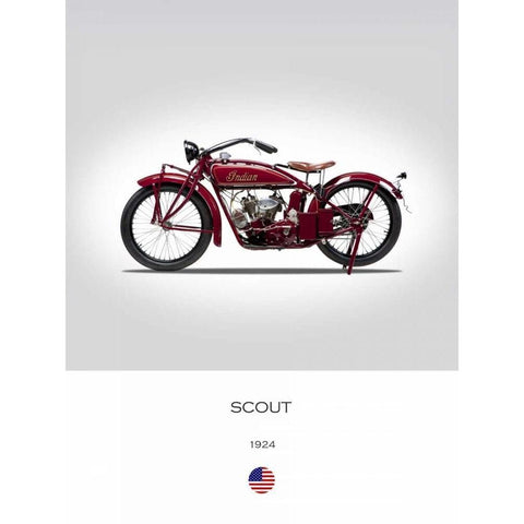 Indian Scout 1924 White Modern Wood Framed Art Print by Rogan, Mark