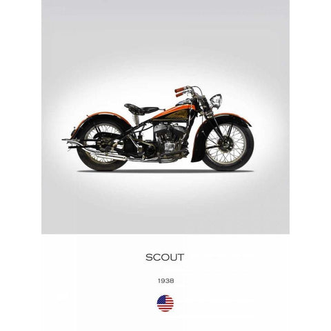 Indian Scout 1938 White Modern Wood Framed Art Print by Rogan, Mark