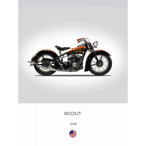 Indian Scout 1938 Black Modern Wood Framed Art Print with Double Matting by Rogan, Mark