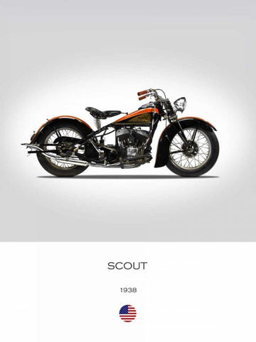 Indian Scout 1938 White Modern Wood Framed Art Print with Double Matting by Rogan, Mark