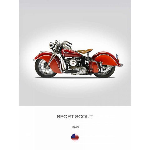 Indian Sport Scout 1940 Black Modern Wood Framed Art Print with Double Matting by Rogan, Mark