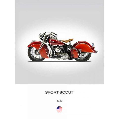 Indian Sport Scout 1940 Gold Ornate Wood Framed Art Print with Double Matting by Rogan, Mark