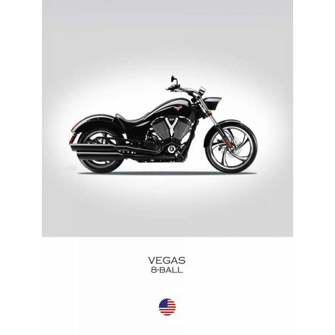 Victory Vegas 8 Ball Black Modern Wood Framed Art Print with Double Matting by Rogan, Mark