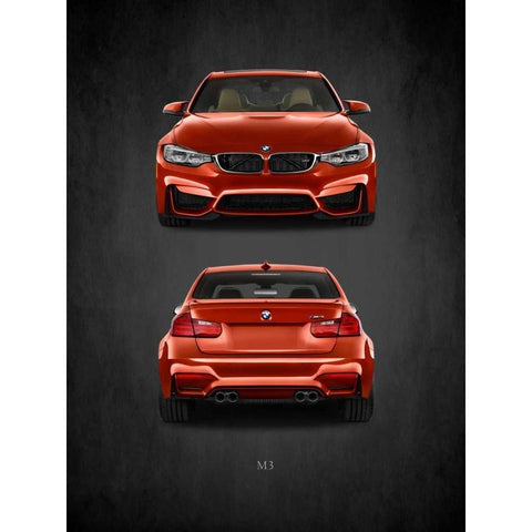 BMW M3 Black Modern Wood Framed Art Print by Rogan, Mark