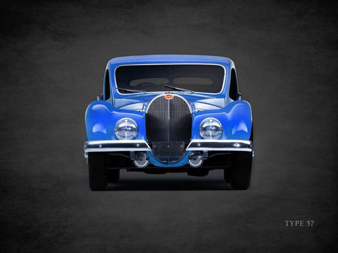 Bugatti Type-57 1936 White Modern Wood Framed Art Print with Double Matting by Rogan, Mark