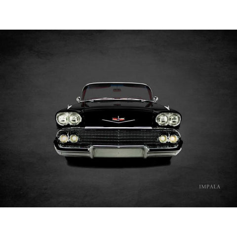 Chevrolet Impala 1958 Gold Ornate Wood Framed Art Print with Double Matting by Rogan, Mark