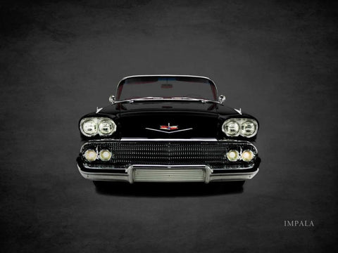 Chevrolet Impala 1958 Black Ornate Wood Framed Art Print with Double Matting by Rogan, Mark