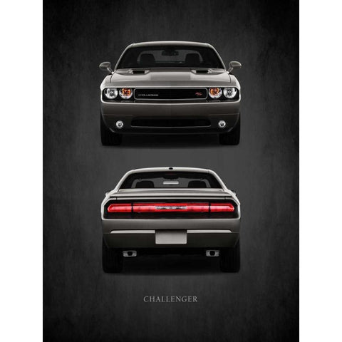 Dodge Challenger RT Black Modern Wood Framed Art Print with Double Matting by Rogan, Mark