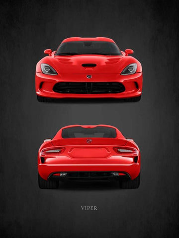 Dodge Viper Black Ornate Wood Framed Art Print with Double Matting by Rogan, Mark