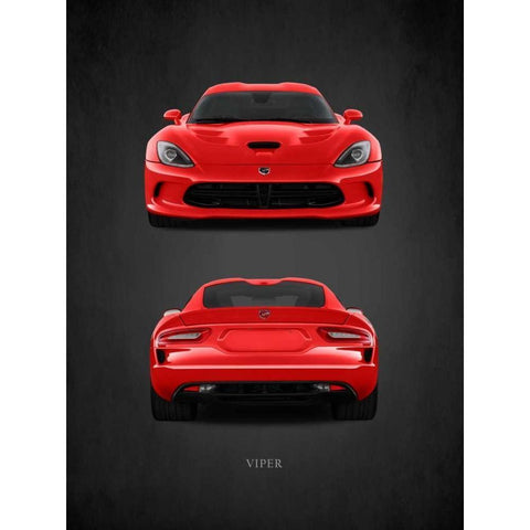 Dodge Viper Black Modern Wood Framed Art Print with Double Matting by Rogan, Mark