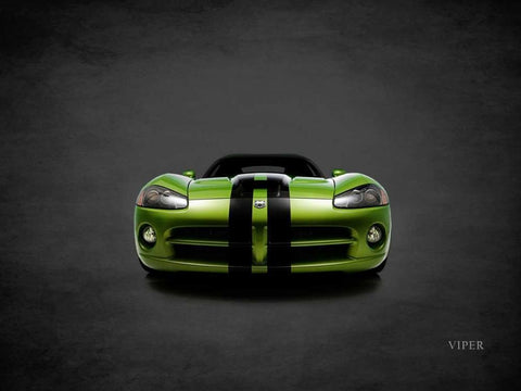 Dodge Viper Green White Modern Wood Framed Art Print with Double Matting by Rogan, Mark