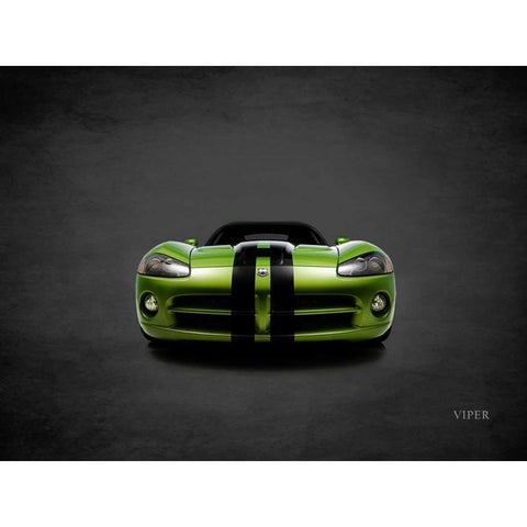 Dodge Viper Green Black Modern Wood Framed Art Print by Rogan, Mark