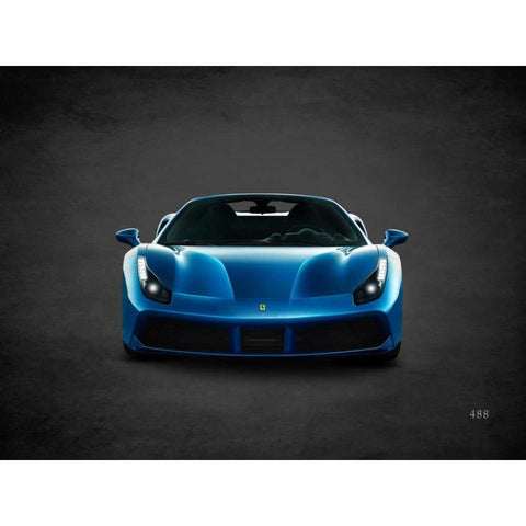 Ferrari 488 Black Modern Wood Framed Art Print by Rogan, Mark