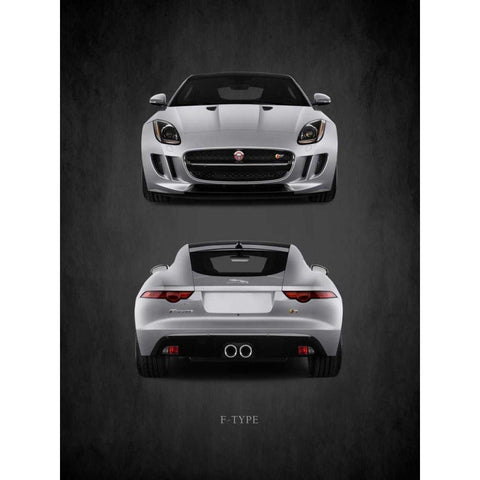 Jaguar F-Type Front-Back Gold Ornate Wood Framed Art Print with Double Matting by Rogan, Mark