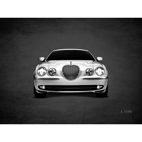 Jaguar S-Type White Modern Wood Framed Art Print by Rogan, Mark