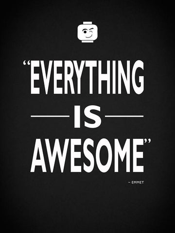 Lego EverythingIs Awesome White Modern Wood Framed Art Print with Double Matting by Rogan, Mark