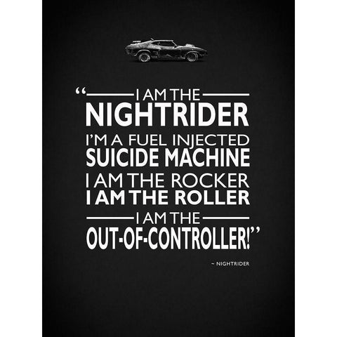 Mad Max I Am The Nightrider Black Modern Wood Framed Art Print with Double Matting by Rogan, Mark