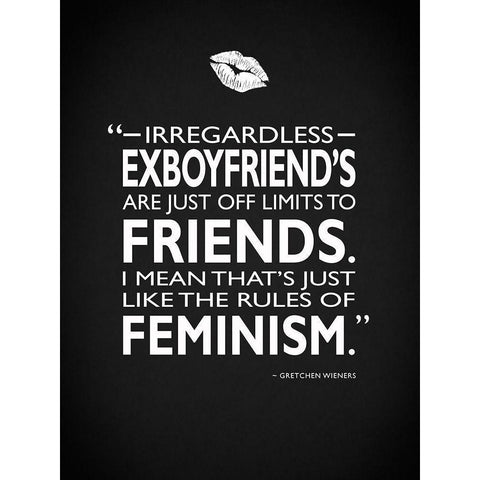 Mean Girls Rules Of Feminism White Modern Wood Framed Art Print by Rogan, Mark