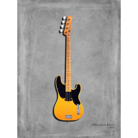 Fender Precision Bass 51 Black Modern Wood Framed Art Print with Double Matting by Rogan, Mark