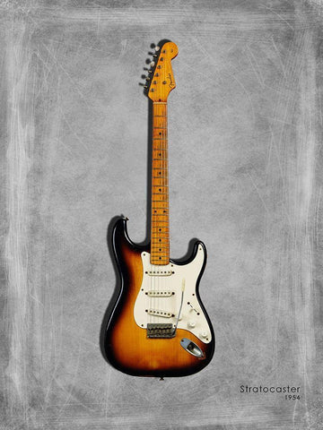 Fender Stratocaster 54 Black Ornate Wood Framed Art Print with Double Matting by Rogan, Mark