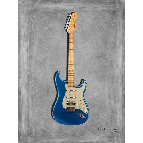 Fender Stratocaster 57 Black Modern Wood Framed Art Print with Double Matting by Rogan, Mark