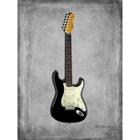 Fender Stratocaster 59 Black Modern Wood Framed Art Print with Double Matting by Rogan, Mark