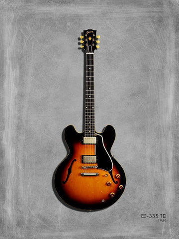 Gibson ES335 59 Black Ornate Wood Framed Art Print with Double Matting by Rogan, Mark