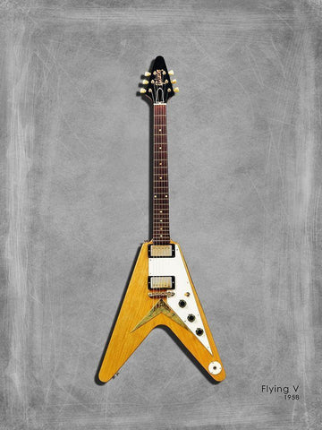 Gibson FlyingV 58 White Modern Wood Framed Art Print with Double Matting by Rogan, Mark