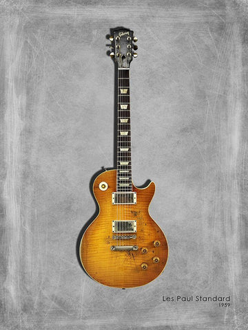 Gibson Les Paul Standard 1959 Black Ornate Wood Framed Art Print with Double Matting by Rogan, Mark