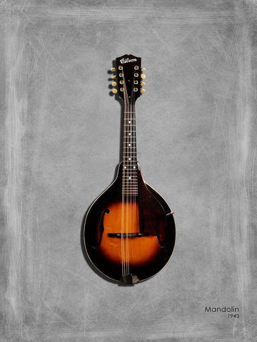 Gibson Mandolin 1943 White Modern Wood Framed Art Print with Double Matting by Rogan, Mark