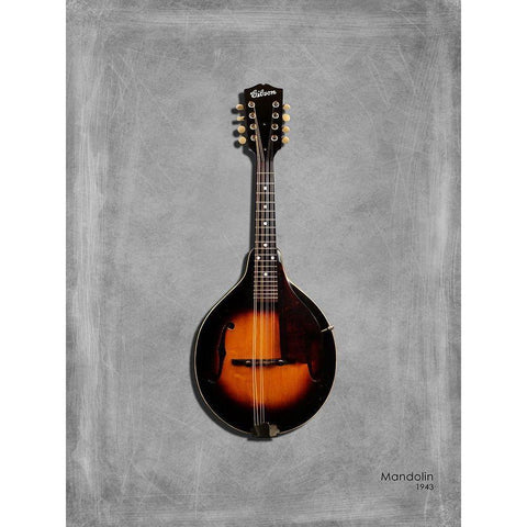 Gibson Mandolin 1943 Black Modern Wood Framed Art Print with Double Matting by Rogan, Mark