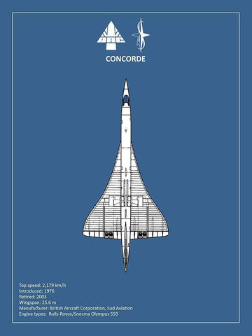 BAE Concorde  White Modern Wood Framed Art Print with Double Matting by Rogan, Mark