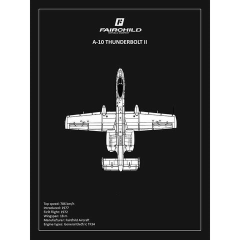 BP A-10 Thunderbolt 2 Black  White Modern Wood Framed Art Print by Rogan, Mark