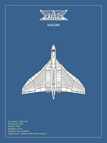 BP Avro Vulcan  Black Ornate Wood Framed Art Print with Double Matting by Rogan, Mark