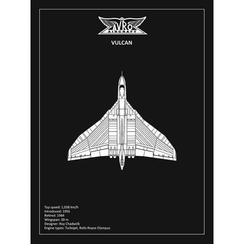 BP Avro Vulcan Black  Black Modern Wood Framed Art Print with Double Matting by Rogan, Mark