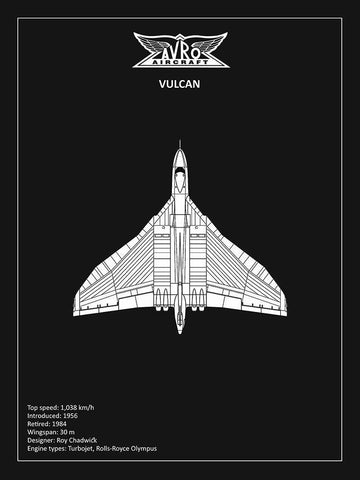 BP Avro Vulcan Black  Black Ornate Wood Framed Art Print with Double Matting by Rogan, Mark